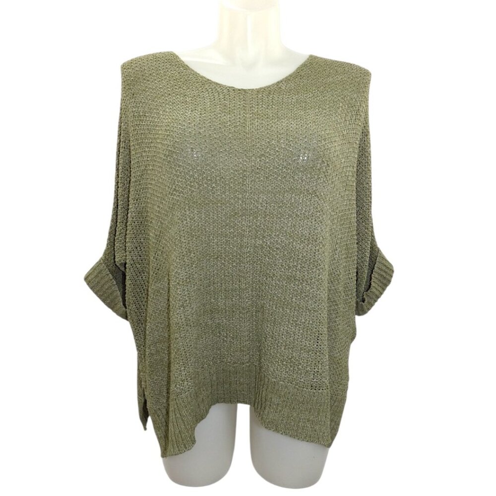 Easel Los Angeles 2X Olive Green Oversized Knit Sweater Boho Lagenlook Cozy